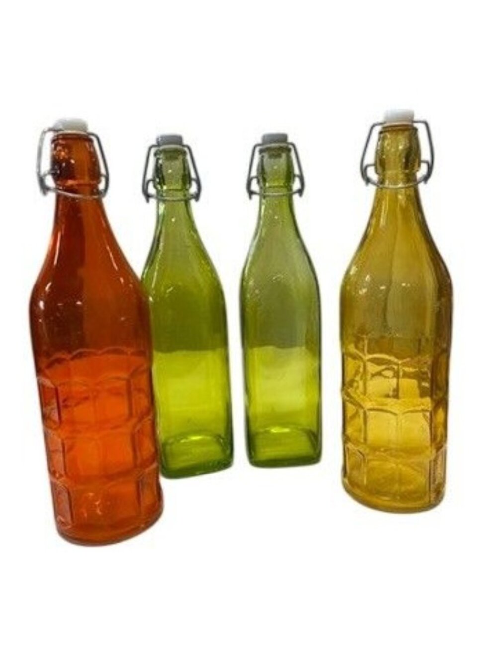 Set of 4 glass bottles with secure swing top caps